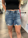 "Martina" Midrise Destroyed Denim Shorts