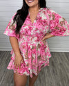 "Straight Path" Pink Floral Romper