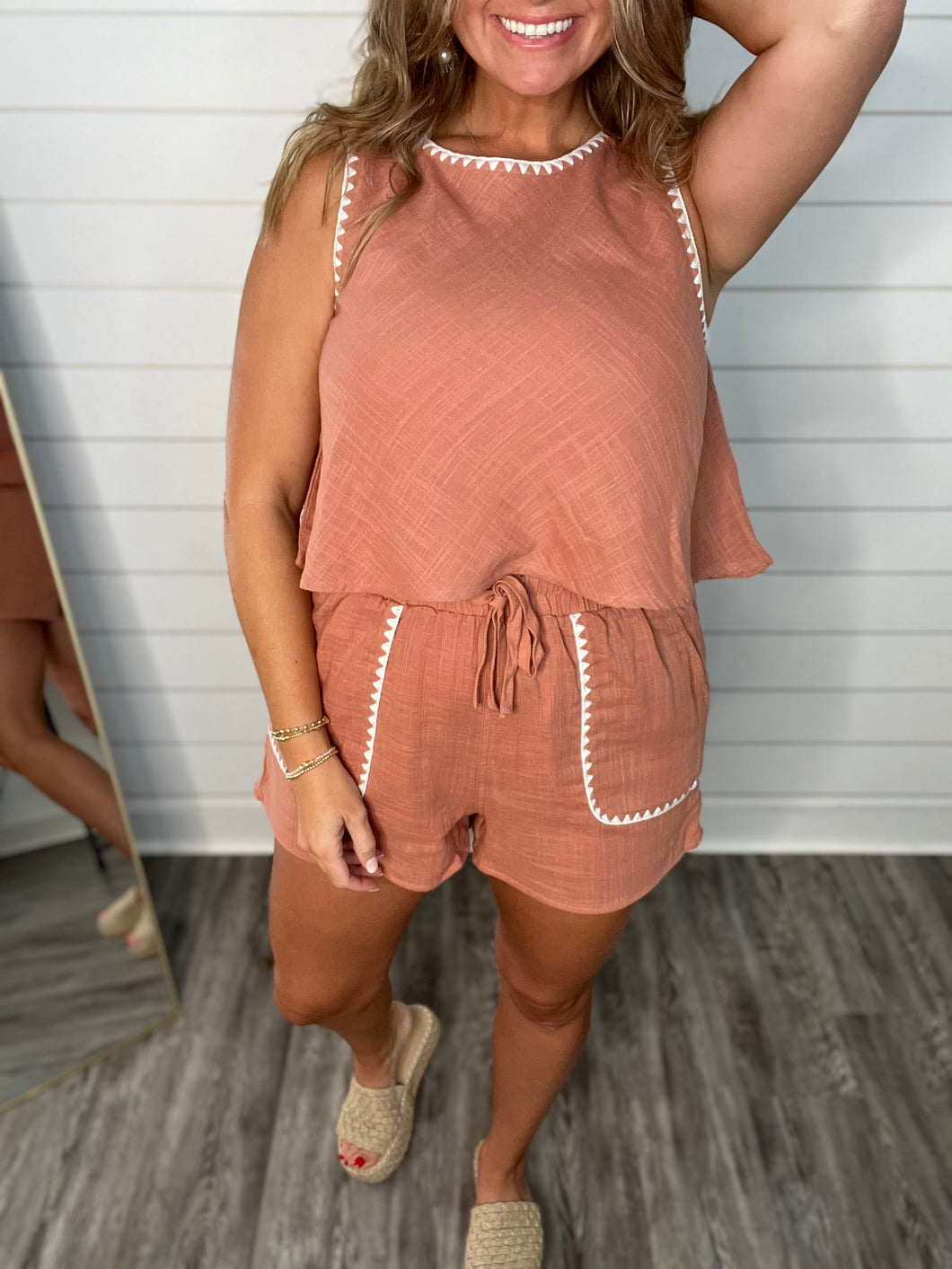 "Victory" ZigZag Trim Top