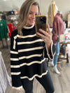 "Far From Over" Black Striped Turtle Neck