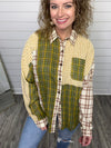 "Getaway Car" Olive Plaid Mix Top