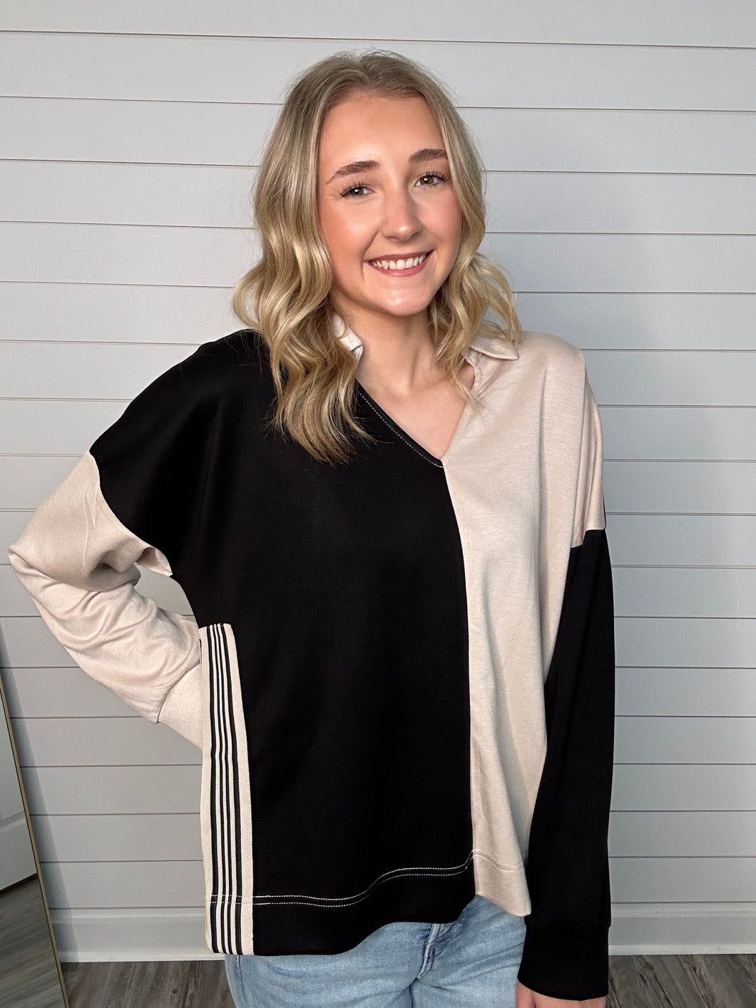 "Autumn Rain" Black&Taupe Top