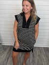 "No Caller ID" Black Striped Dress