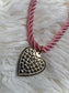 “Heart Full” Pink Rope Heart Necklace