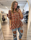 "Praises Ring" Plaid Bow Front Top