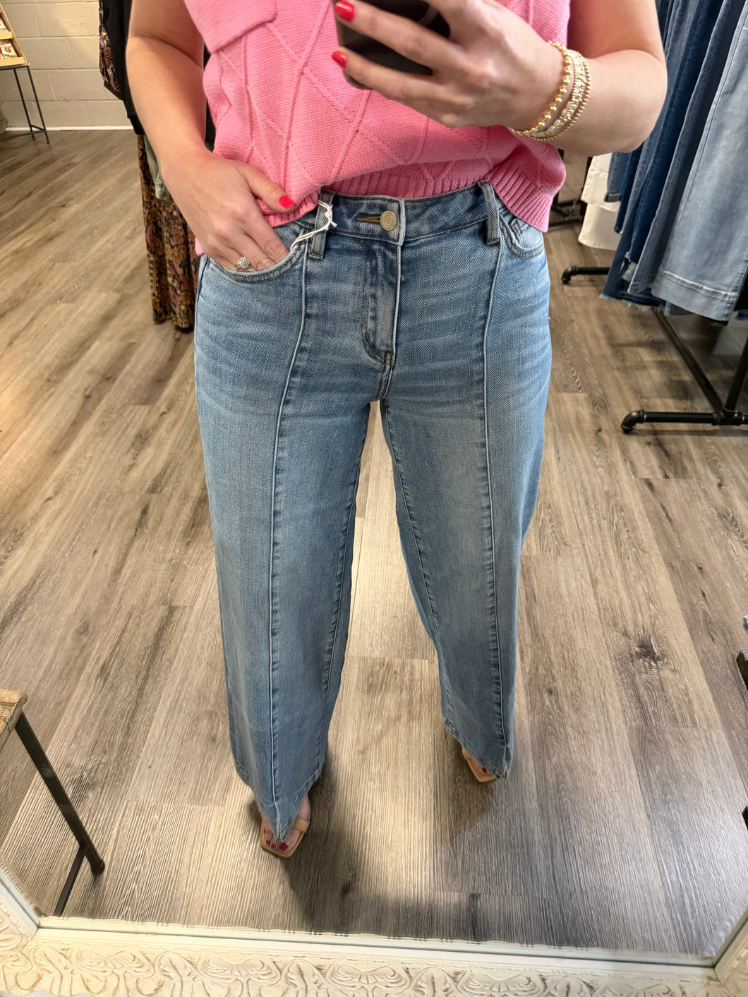 "Ronnie" Medium Wash Front Seam Denim