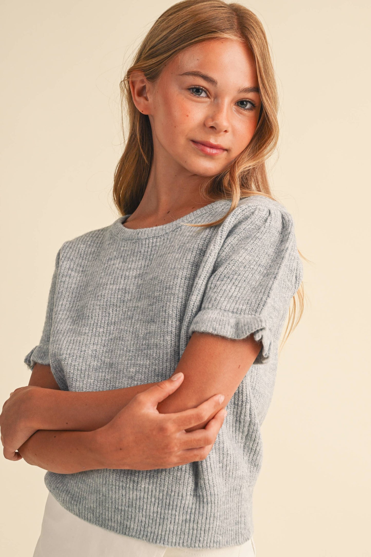 TWEEN KIDS GIRLS PUFF SLEEVE SWEATER (7-14)