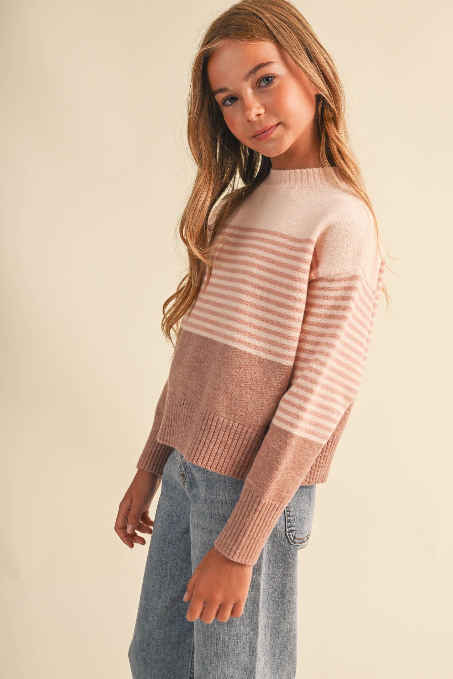 TWEEN KIDS GIRLS DROP SHOULDER SWEATER