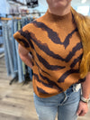 "Your Worth" Camel Zebra Top