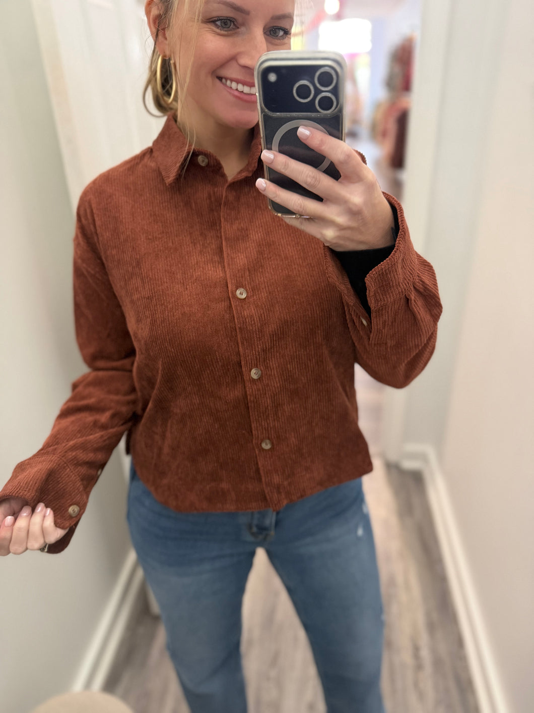 "Freedom Fall" Corduroy Shacket