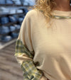 "Courageous" Ivory Plaid Patch Top