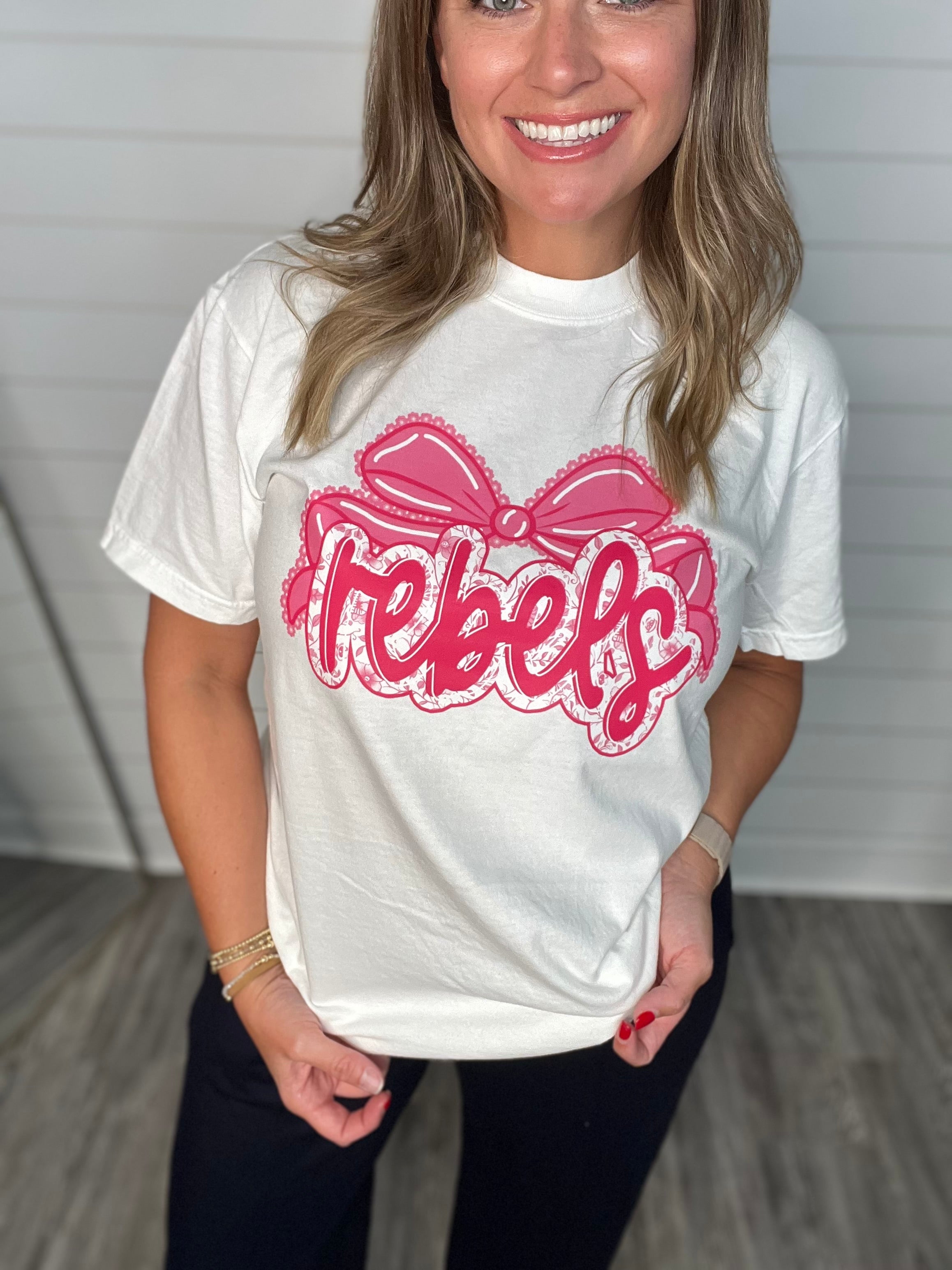 White/Pink Rebels Tee