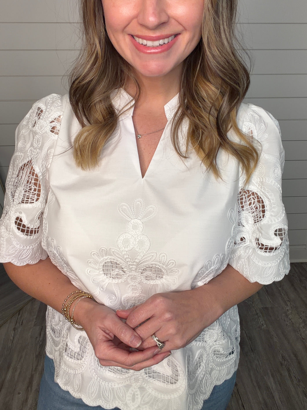 "Lily & Lace" Embroidered Lace Top
