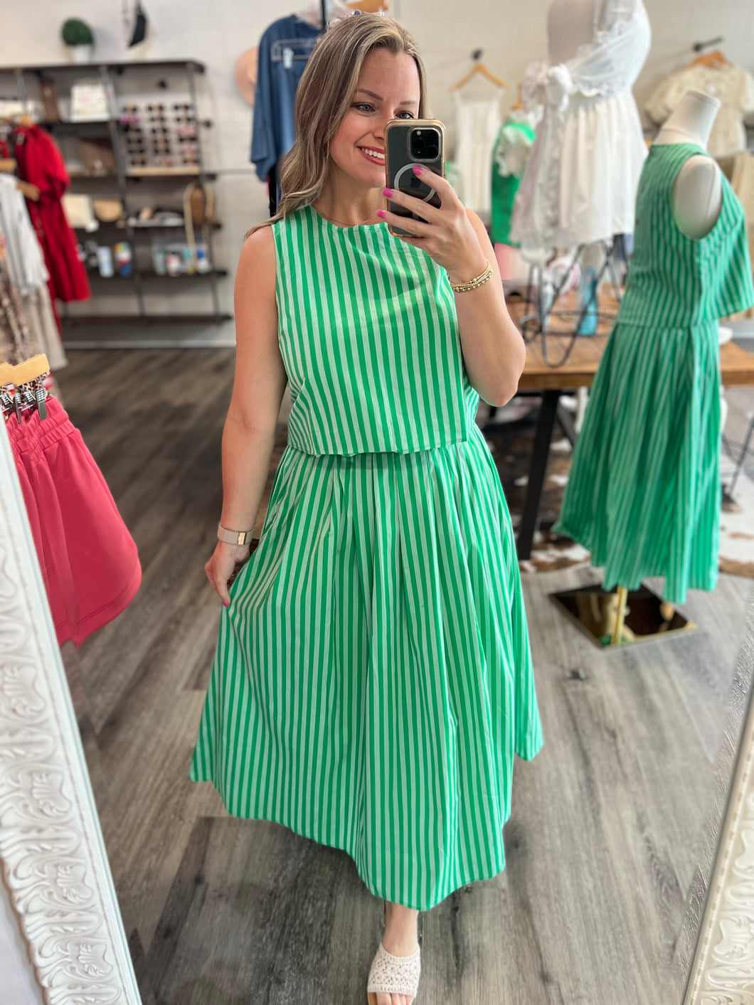 "Part the Sea" Green Sriped Top