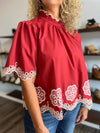 "Bless Them" Brick Flutter Sleeve Top