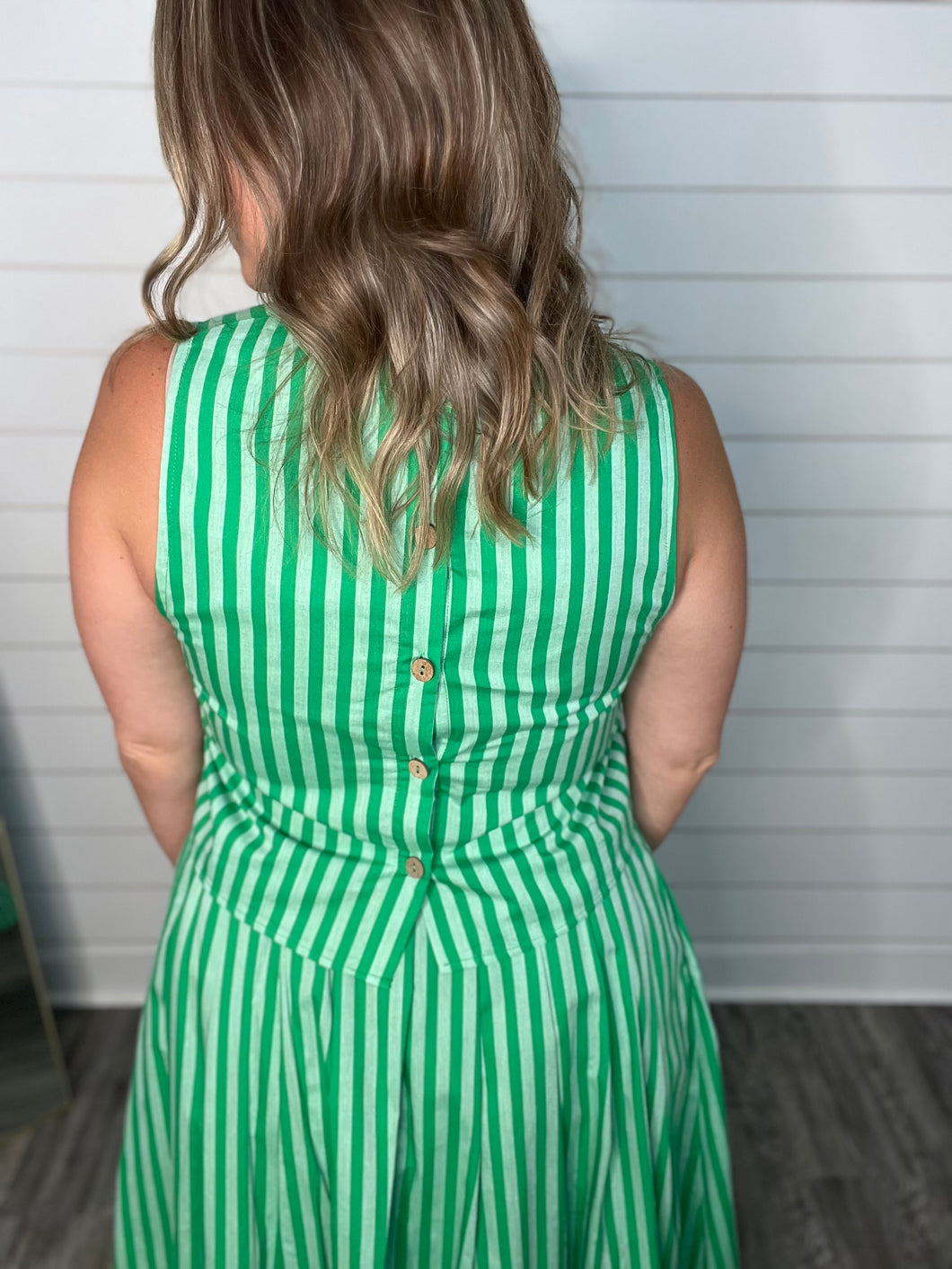 "Part the Sea" Green Sriped Top