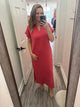 “Fresh Grace” Coral Midi Dress