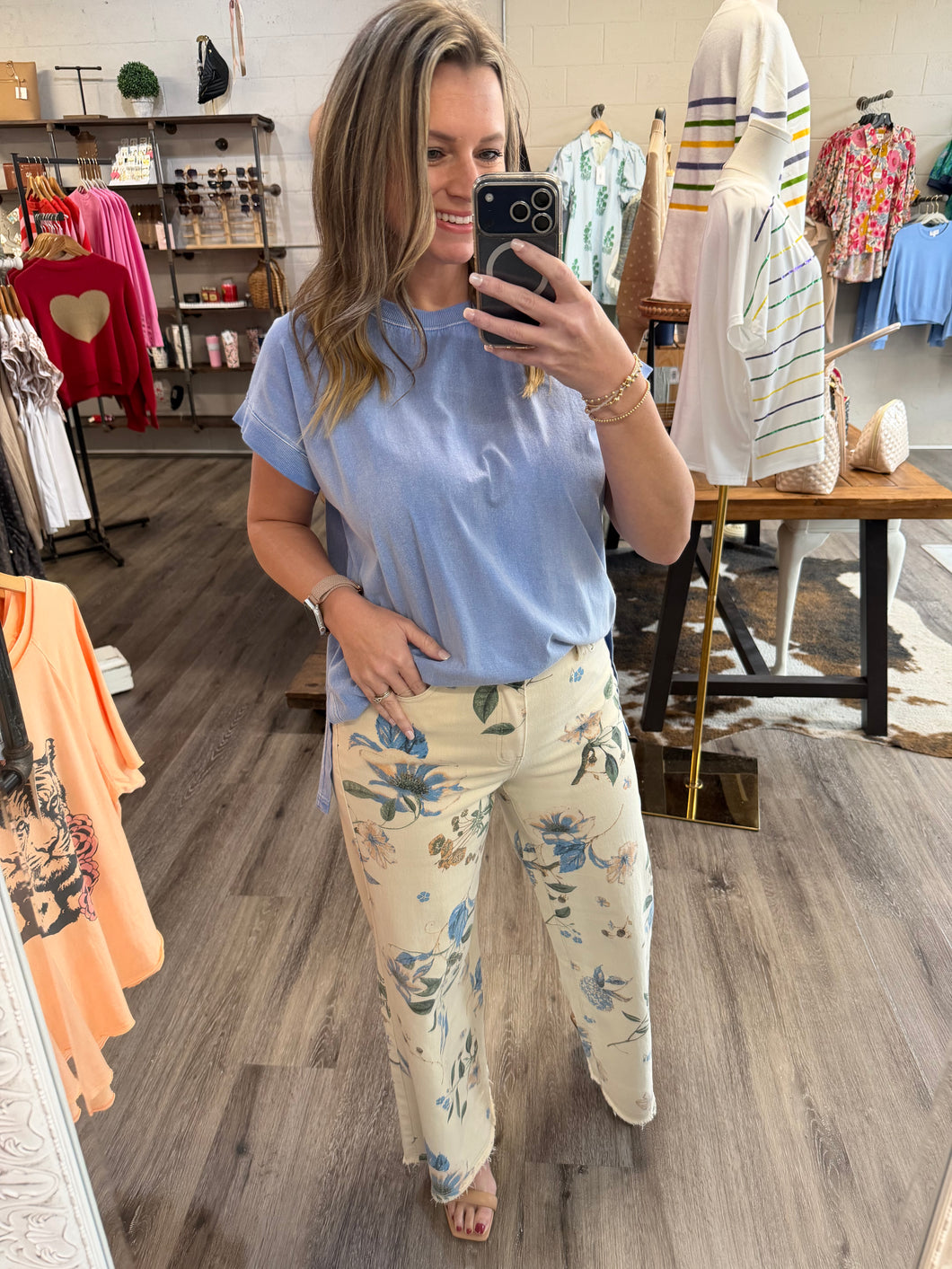 "Timeless Touch" Flower Printed Wide Leg Pants