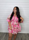 "Straight Path" Pink Floral Romper