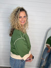 "Beautiful Day" Forest/ Tan Color Block Top