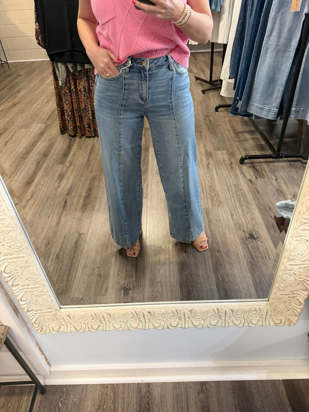 "Ronnie" Medium Wash Front Seam Denim