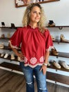 "Bless Them" Brick Flutter Sleeve Top