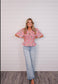 “Breezy Basics” Pink/Floral Smocked Top