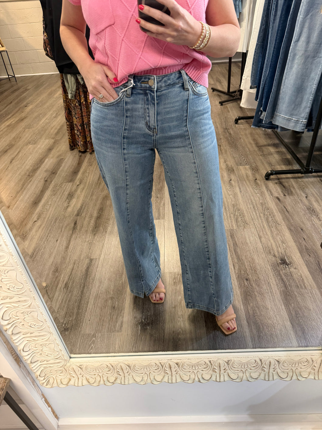 "Ronnie" Medium Wash Front Seam Denim