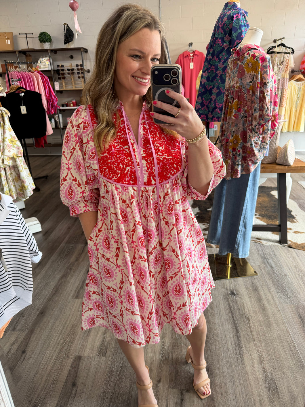 "Love & Grace" Pink Printed Dress