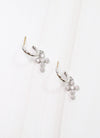 Camellia CZ Cross Hoop Earring SILVER