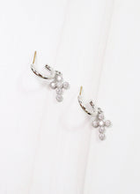 Camellia CZ Cross Hoop Earring SILVER