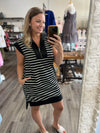 "No Caller ID" Black Striped Dress