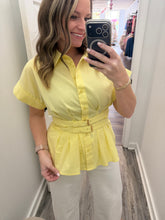 “Sunshine Ready” Yellow Belted Waist Top