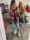 "Always Possible" Red/Blue Mix Plaid Top