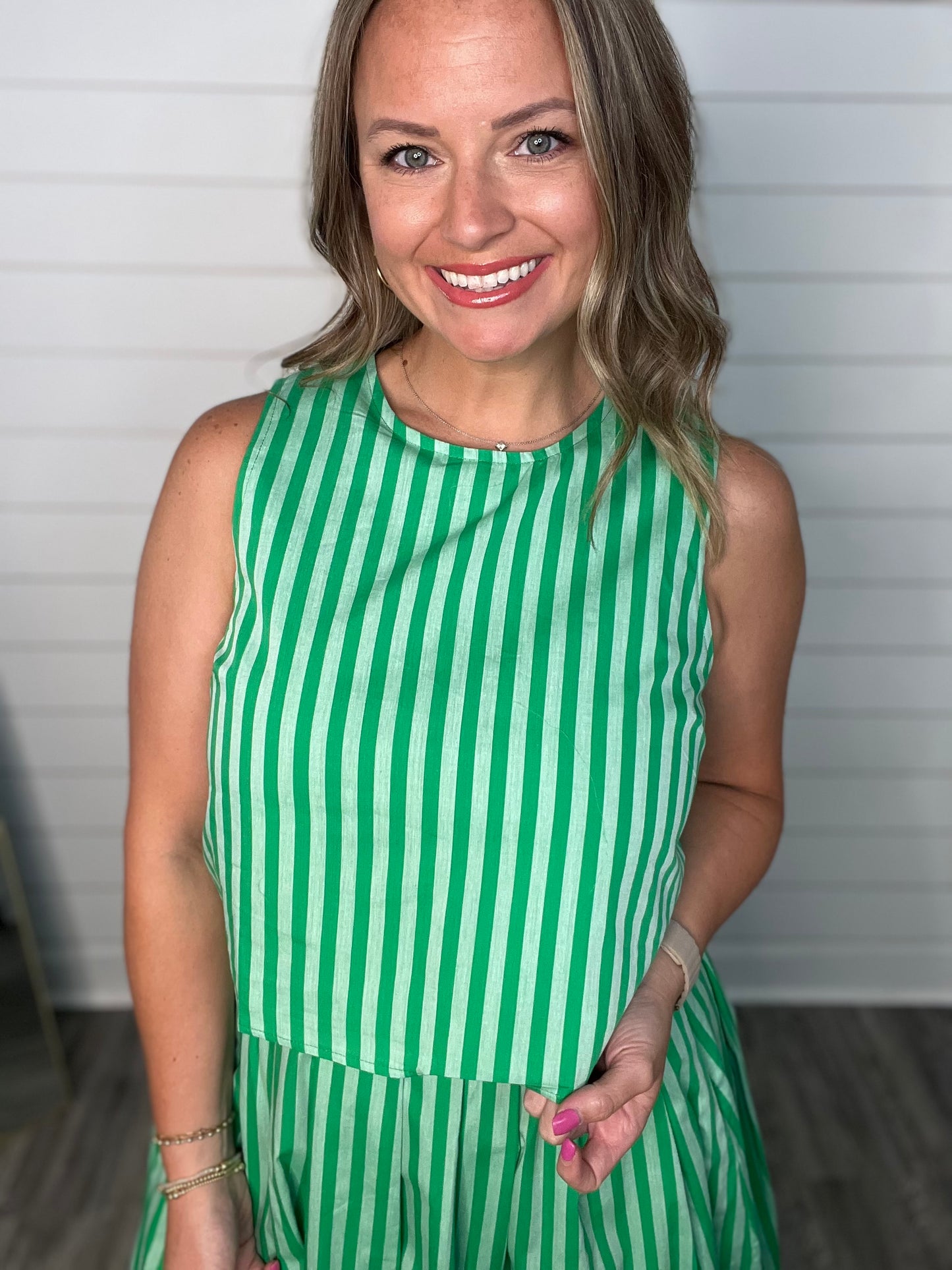 "Part the Sea" Green Sriped Top