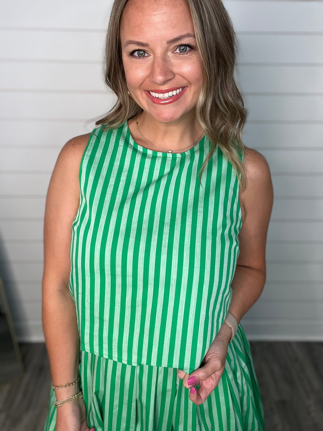 "Part the Sea" Green Sriped Top