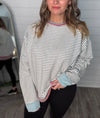 "Hear Your Voice" Grey Striped Sweatshirt