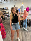 "Betty" High Waisted Destroyed Shorts