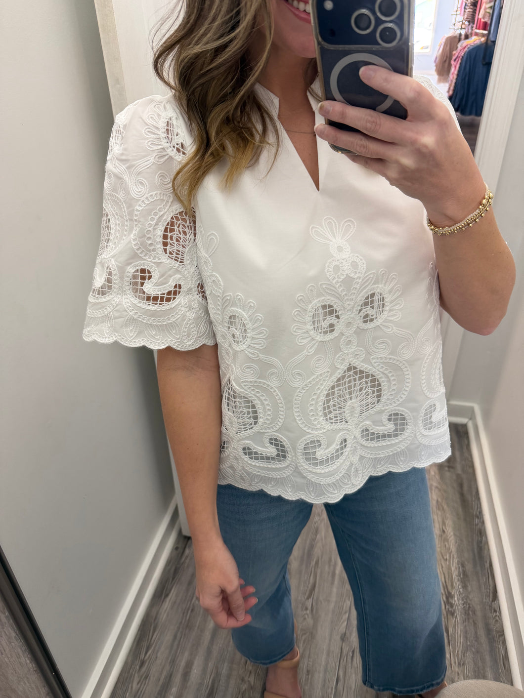 "Lily & Lace" Embroidered Lace Top