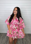 "Straight Path" Pink Floral Romper