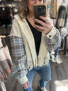 "Best Wishes" Plaid Button Up Fringe Jacket