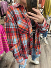 "Always Possible" Red/Blue Mix Plaid Top