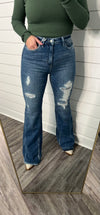 "Willa" Destressed Flare Denim