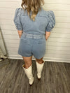 "Cowboy Up" Light Denim Romper