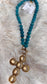 Blue Beaded Cross Necklace