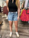 "Betty" High Waisted Destroyed Shorts