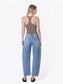 “Clara” HIGH RISE RAW HEM SEAM DETAIL BARREL JEANS