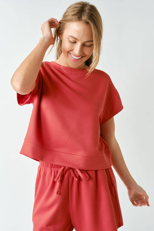 Luxe Sand Wash Rib Classic Tee Set