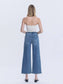 “Kassie” HIGH RISE ELASTIC WAISTBAND ANKLE BAGGY WIDE JEANS