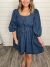 "Whole World Hears" Dark Denim Dress